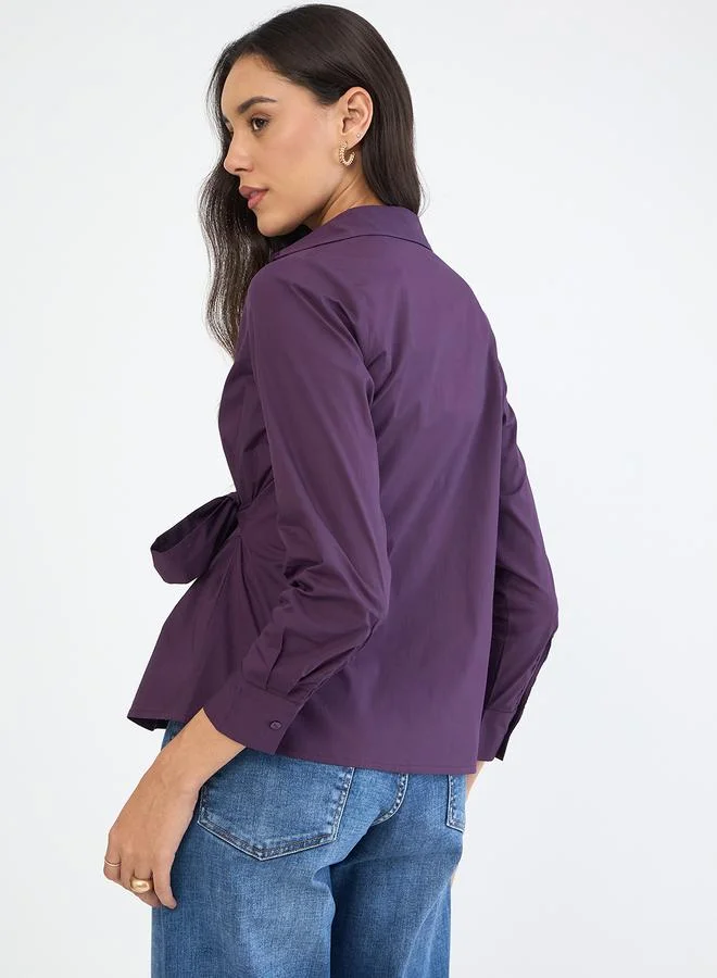 Femmella Women Purple Long Sleeve Wrap Top